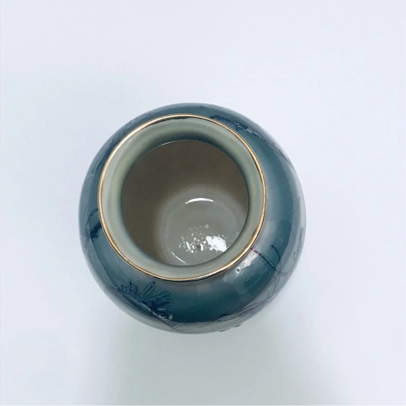 Vintage Cherish Porcelain Studio Vase Handcrafted Turquoise Gold Gilded 6" tall - Picture 6 of 7